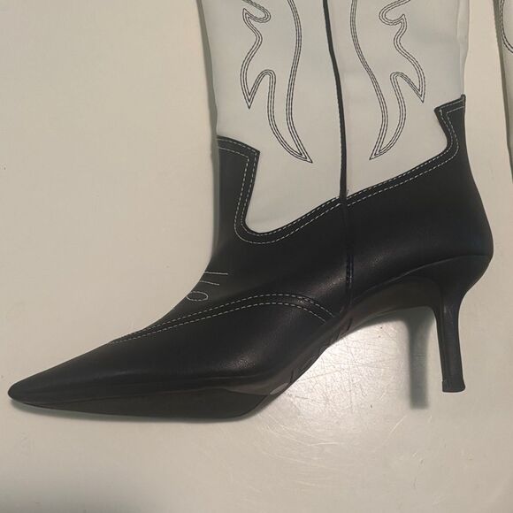 INC International Concepts Black and White Heeled Boots - Picture 4 of 6
